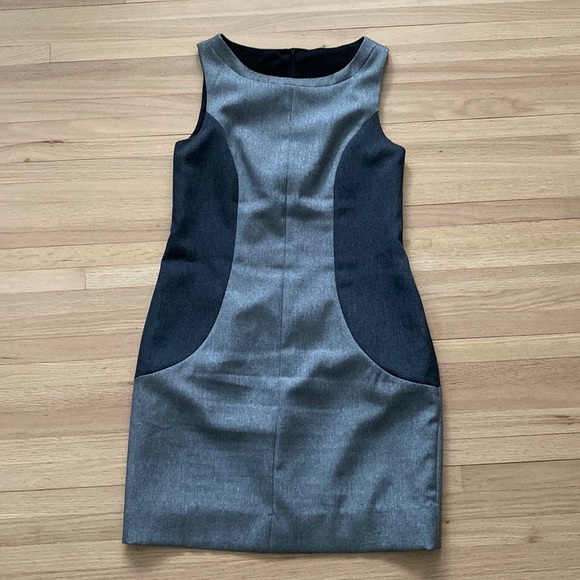 Grey and Black Color Block Dress Sleeveless - Picture 1 of 4